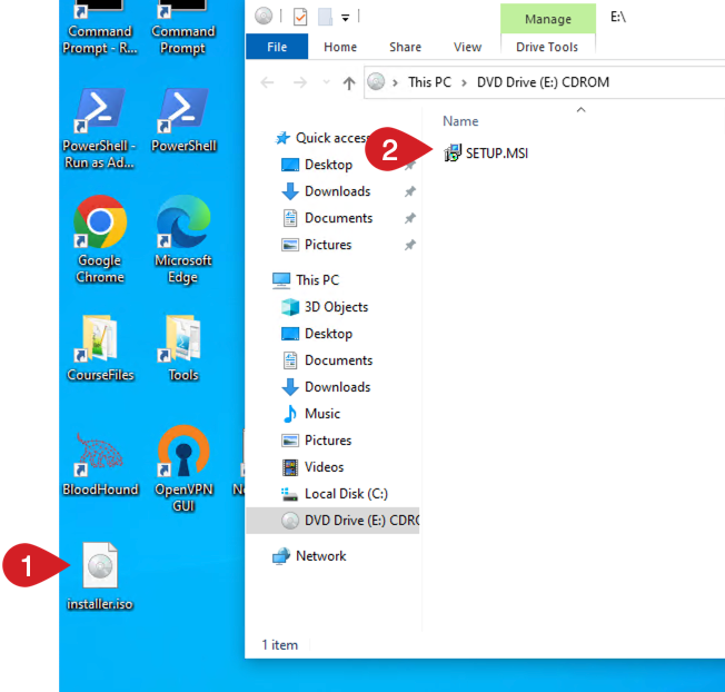 WindowsでISOファイルとMSIファイルを開く