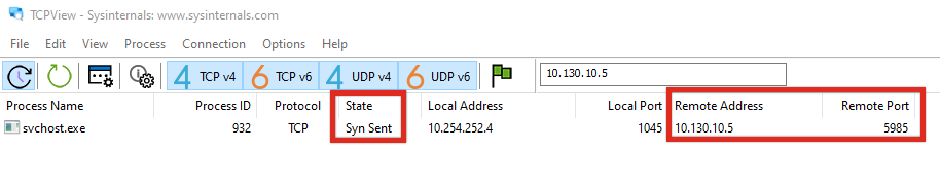 TCP SYN to 5985