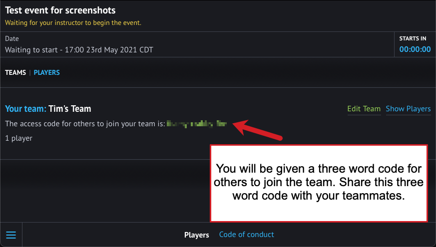 Get the Team Code to Share With Your Team