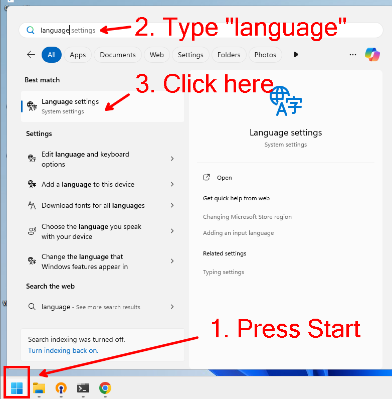 Language Settings in Windows