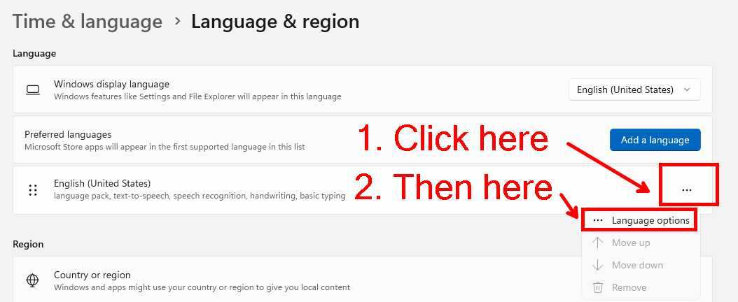 Language Options in Windows